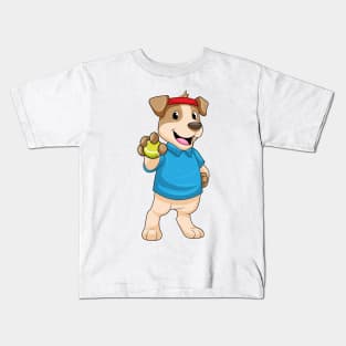 Dog at Tennis with Tennis ball Kids T-Shirt